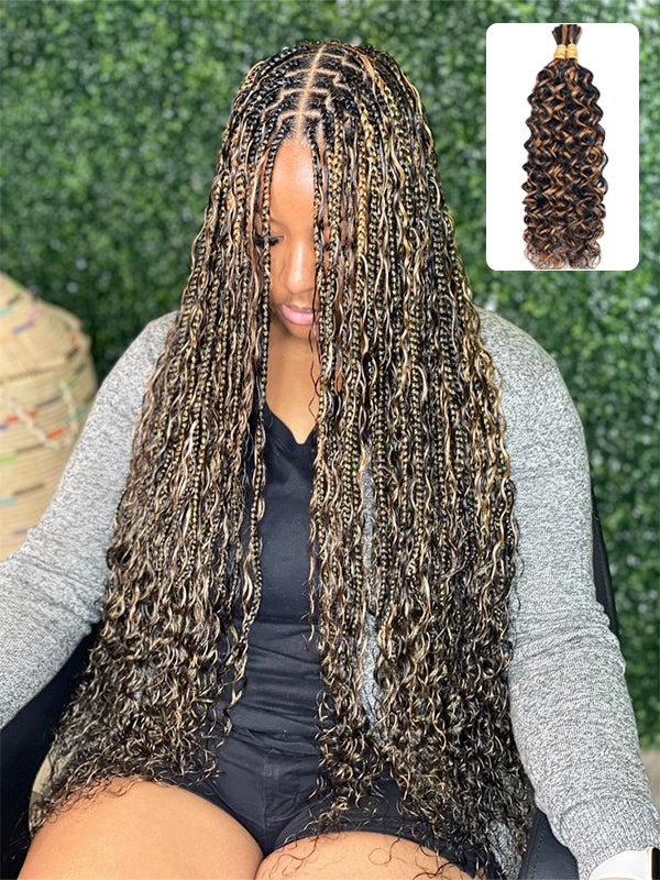 P1b/30 Boho Braids Water Wave Hair Bulk For Braids 100% Human Hair Extensions 100g