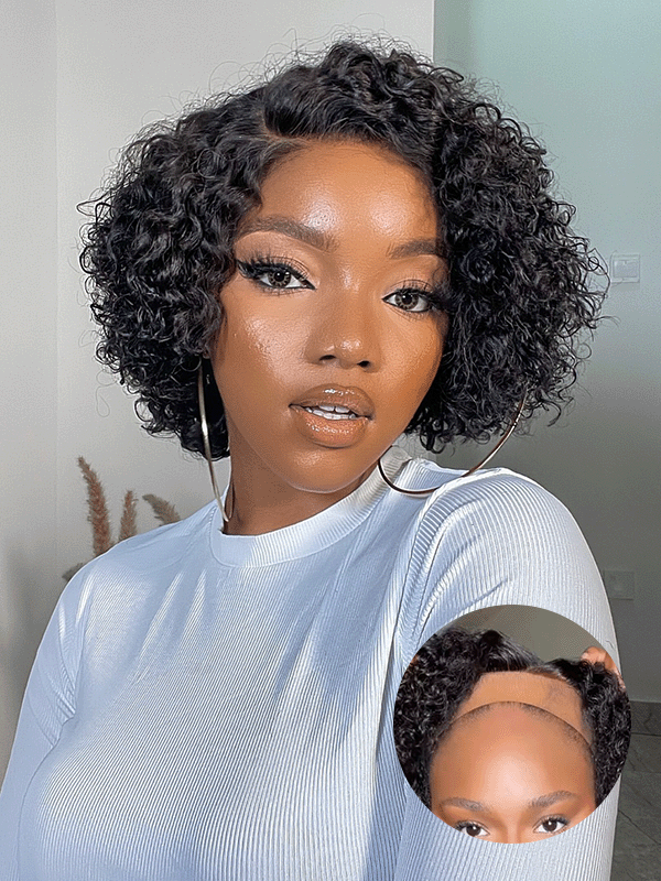 Vintage Pixie Cut Curly Wave 7x6/13x6 Full Frontal Lace Human Hair Wigs