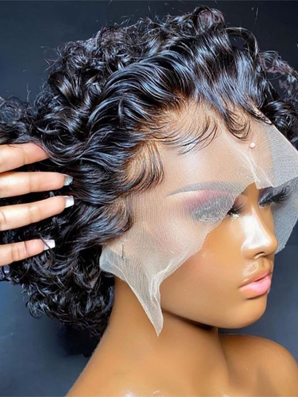 Vintage Pixie Cut Curly Wave 7x6/13x6 Full Frontal Lace Human Hair Wigs