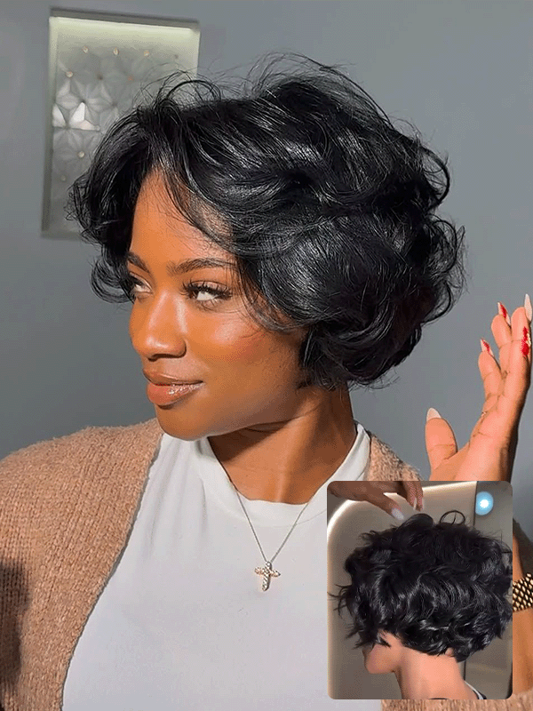 Pixie Cut Loose Body Wave Wig Short Yaki Body 7x6/13x6 Full Frontal Lace Human Hair Wigs
