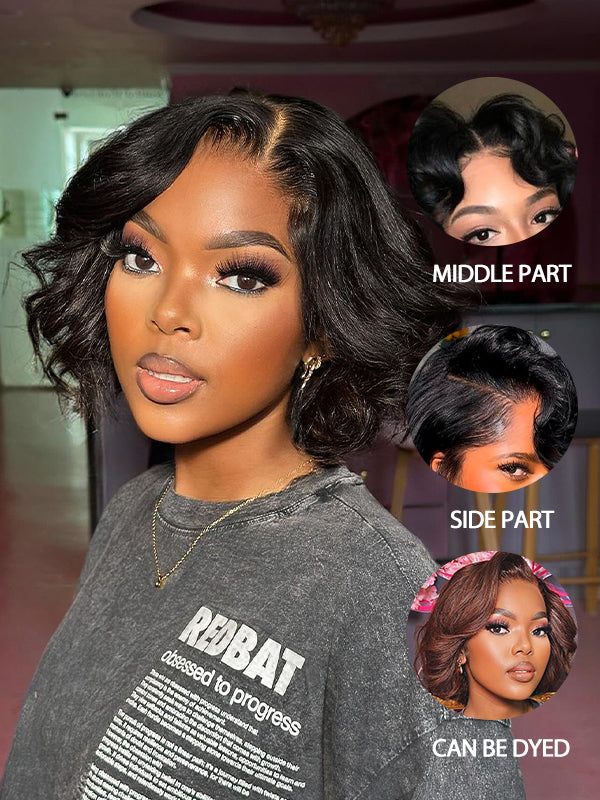 Pixie Cut Loose Body Wave Wig Short Yaki Body 7x6/13x6 Full Frontal Lace Human Hair Wigs