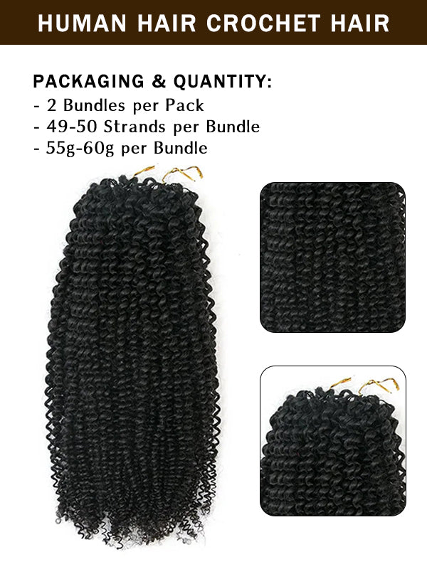 Pre-Seperated Feather Crochet Afro Kinky CurlyHuman Hair Extensions Kinky Coily for Black Women, Reusable Hair