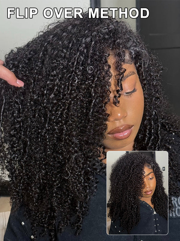 Pre-Seperated Feather Crochet Afro Kinky CurlyHuman Hair Extensions Kinky Coily for Black Women, Reusable Hair