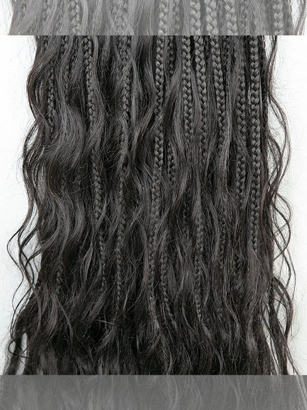 Pre-looped Crochet Human Hair Boho Box Braids Loose Deep Wave Human Hair Curls Ends, Reusable Hair