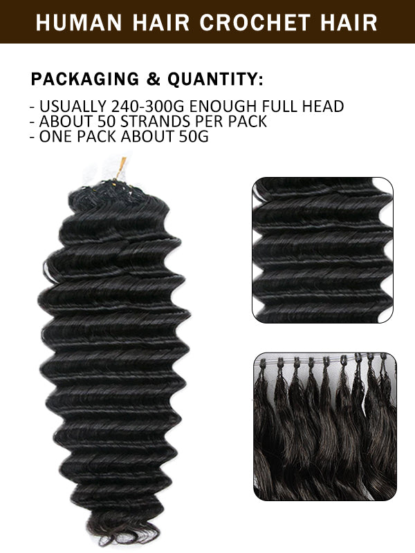 BIG DROP | Feather Crochet Deep Wave Human Hair Extensions Protective Style