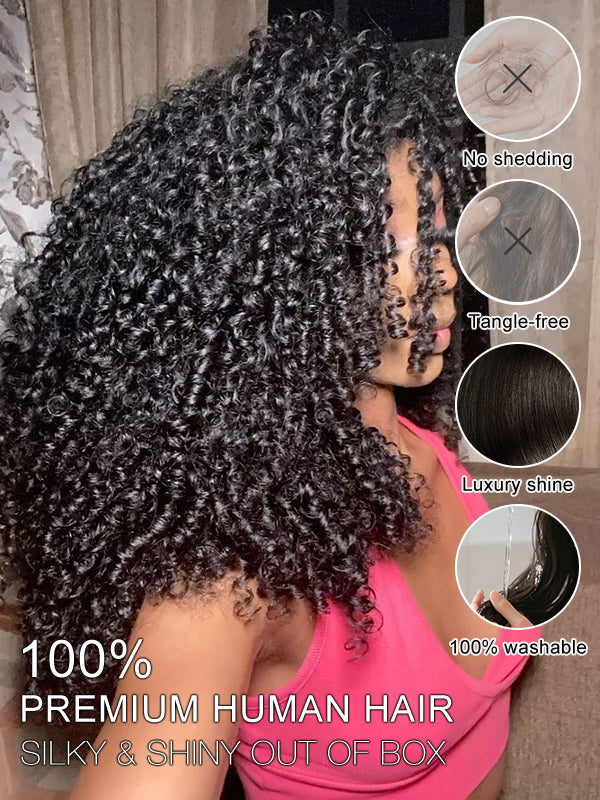 Pre-looped Feather Crochet Pixie Curls Human Hair Extensions for Black Women, Reusable Braiding Hair