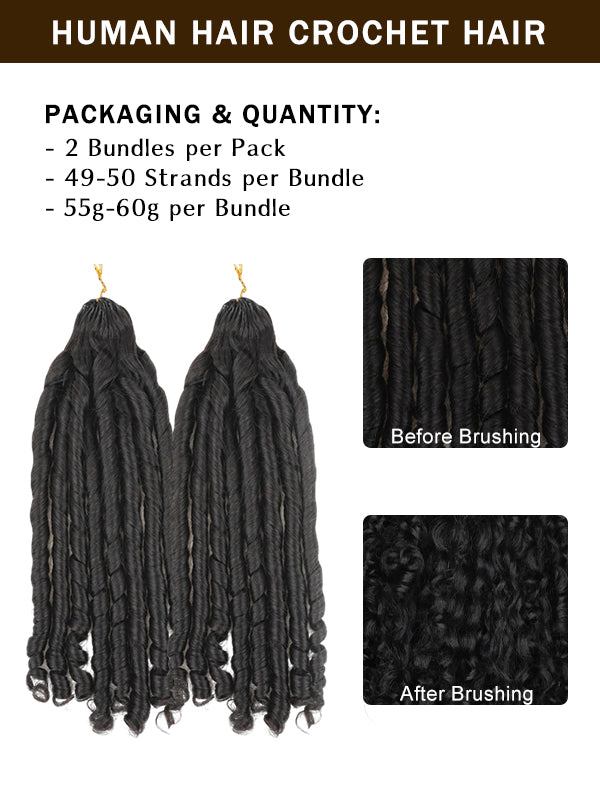Pre-looped Feather Crochet Pixie Curls Human Hair Extensions for Black Women, Reusable Braiding Hair
