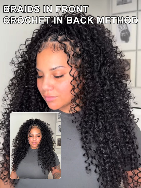 Pre-looped Feather Crochet Pixie Curls Human Hair Extensions for Black Women, Reusable Braiding Hair