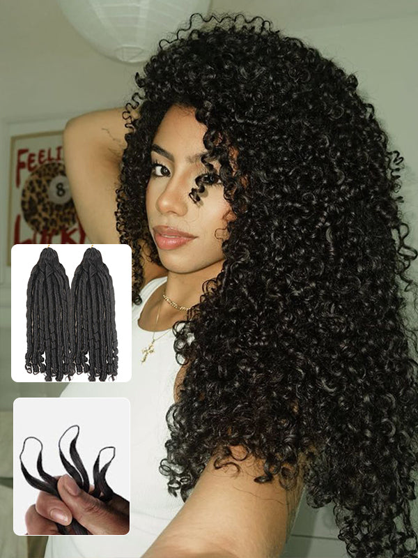 Pre-looped Feather Crochet Pixie Curls Human Hair Extensions for Black Women, Reusable Braiding Hair