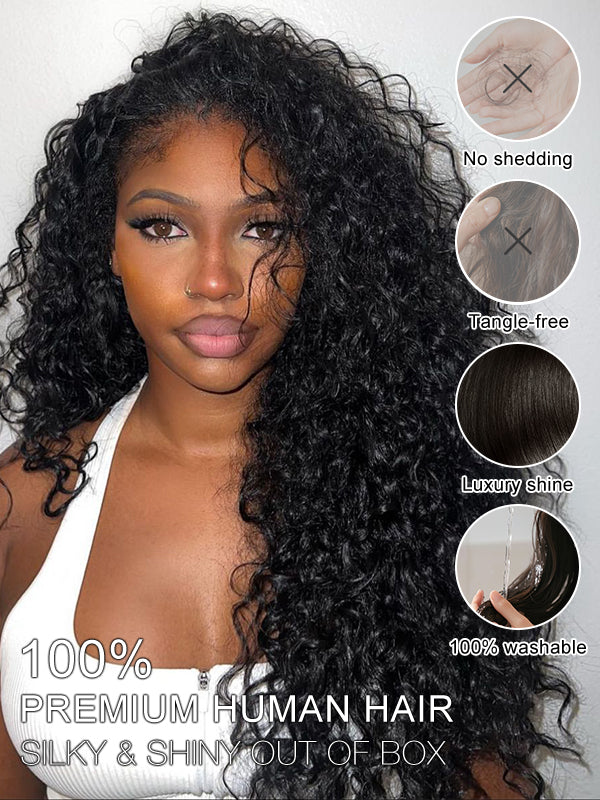 Pre-Seperated Feather Crochet Water Wave Human Hair Extensions for Black Women, Reusable Braiding Hair