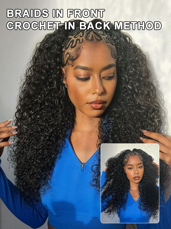 Pre-Seperated Feather Crochet Water Wave Human Hair Extensions for Black Women, Reusable Braiding Hair