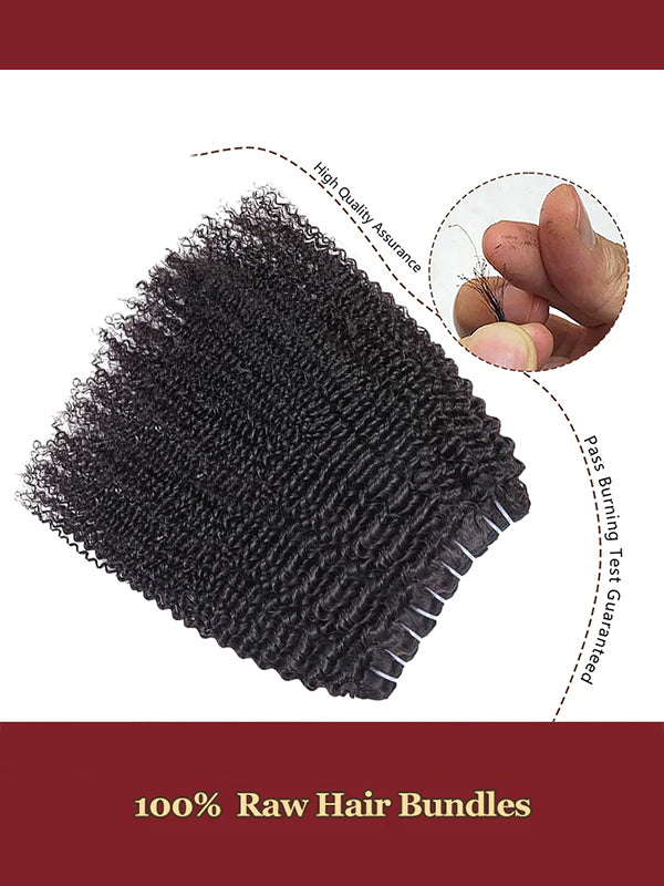 Raw Hair | Afro Curly Wave Bundles Deal Colored FB30 100% Raw Virgin Human Hair With HD Closure & Frontal