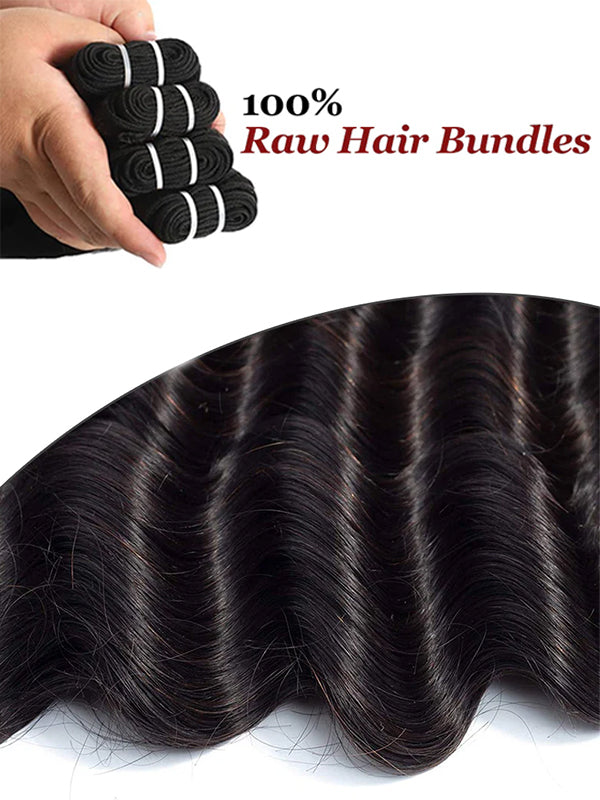 Raw Hair | Loose Deep Wave Bundles Deal 100% Raw Virgin Human Hair With HD Closure & Frontal
