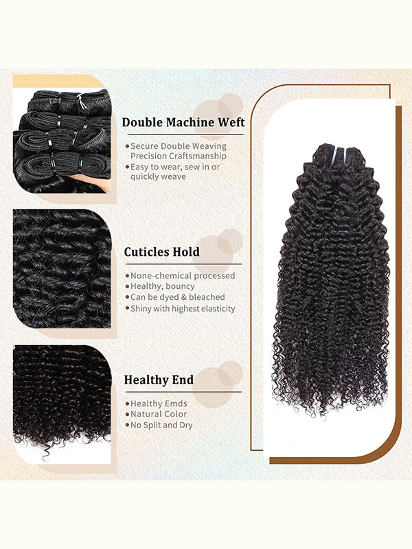 Raw Hair | Afro Curly Wave Bundles Deal Colored FB30 100% Raw Virgin Human Hair With HD Closure & Frontal
