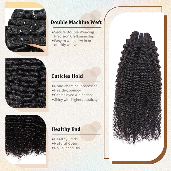 Raw Hair | Afro Curly Wave Bundles Deal Colored FB30 100% Raw Virgin Human Hair With HD Closure & Frontal