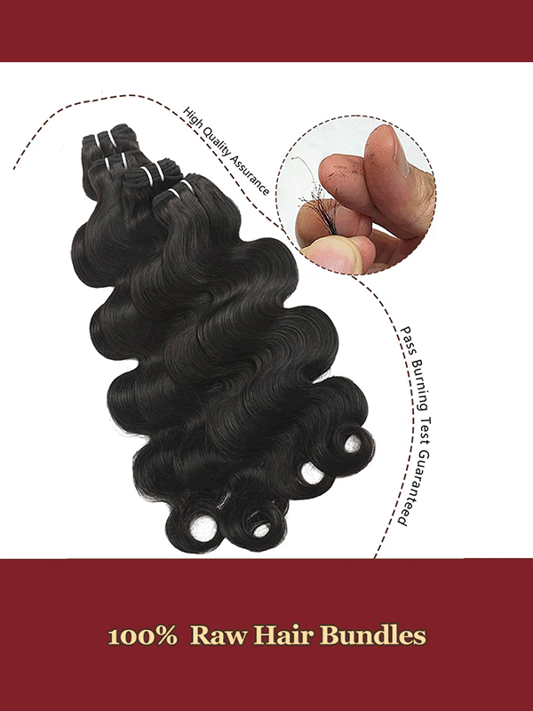 Raw Hair | Body Wave Bundles Deal 100% Raw Virgin Human Hair With HD Closure & Frontal