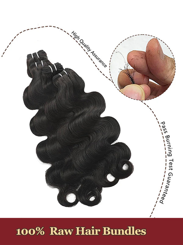 Raw Hair | Body Wave Bundles Deal 100% Raw Virgin Human Hair With HD Closure & Frontal