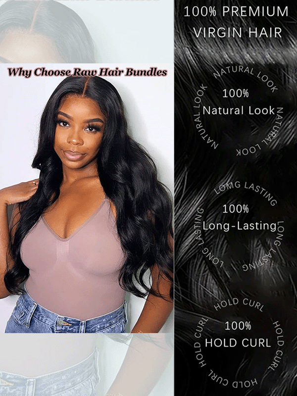 Raw Hair | Body Wave Bundles Deal 100% Raw Virgin Human Hair With HD Closure & Frontal