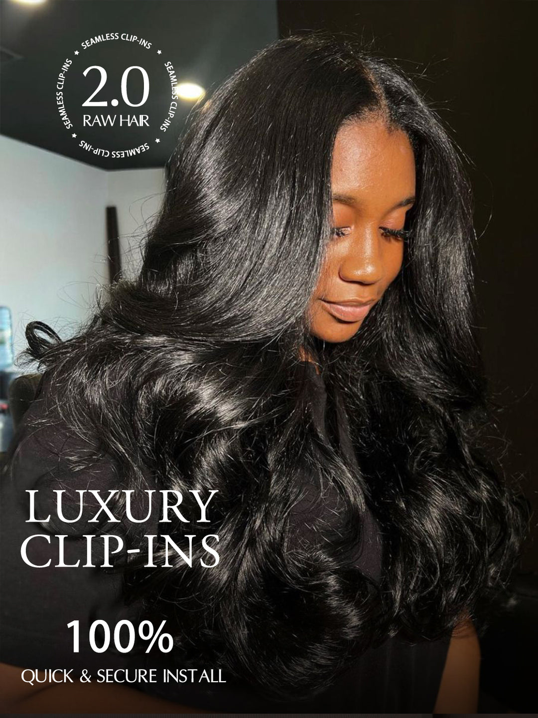 Raw Hair Clip Ins | Yaki Body Seamless PU Weft Raw Hair Extensions 8pcs With 18 Clips