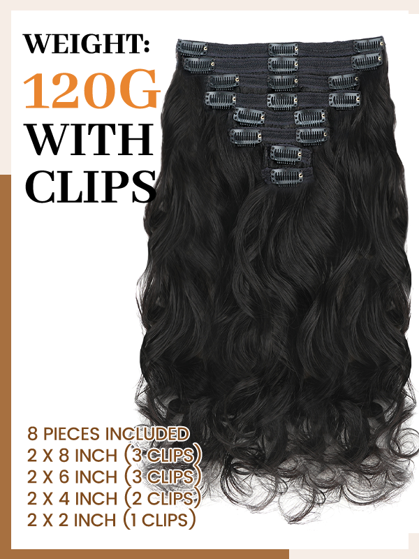 Raw Hair Clip Ins | Yaki Body Seamless PU Weft Raw Hair Extensions 8pcs With 18 Clips
