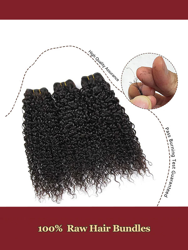 Raw Hair | Curly Wave Bundles Deal 100% Raw Virgin Human Hair With HD Closure & Frontal