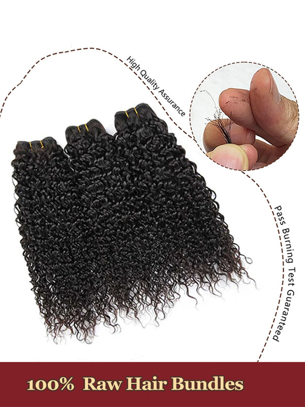 Raw Hair | Curly Wave Bundles Deal 100% Raw Virgin Human Hair With HD Closure & Frontal