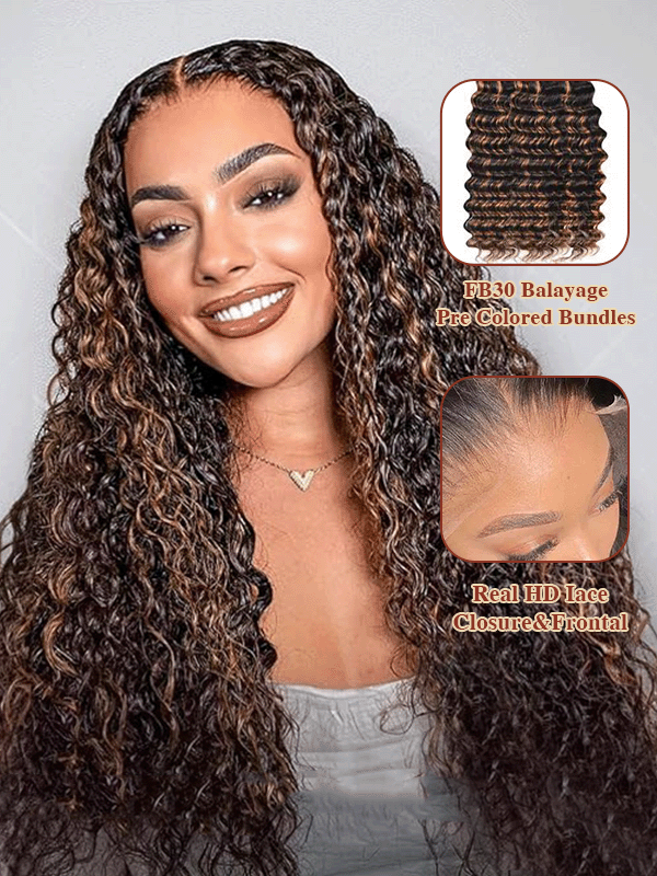 Raw Hair | Deep Wave Bundles Deal 100% Raw Virgin Human Hair With HD Closure & Frontal