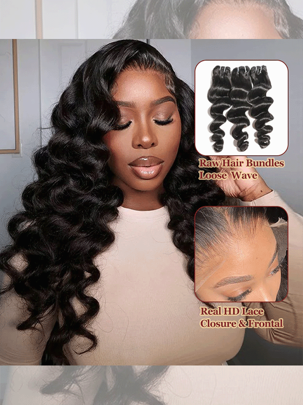 Raw Hair | Loose Wave Bundles Deal 100% Raw Virgin Human Hair With HD Closure & Frontal