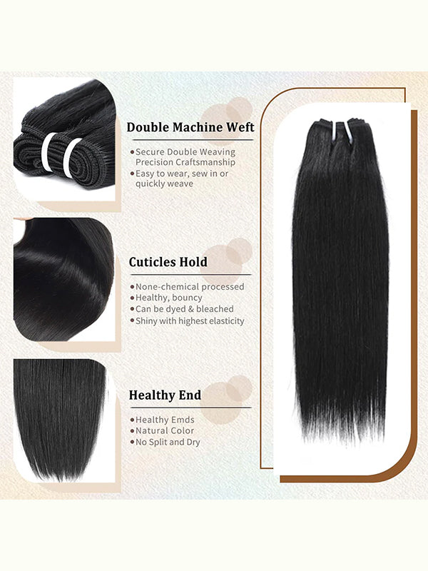 Cheveux bruts | Offre groupée de cheveux lisses et soyeux 100 % cheveux humains vierges bruts avec fermeture HD et frontal 