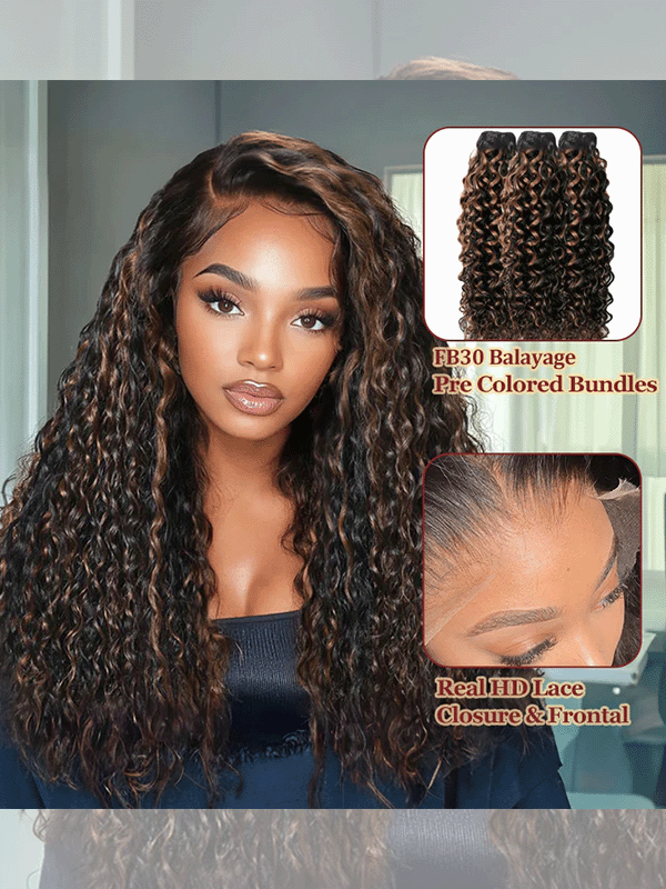 Raw Hair | Water Wave Bundles Deal 100% Raw Virgin Human Hair With HD Closure & Frontal
