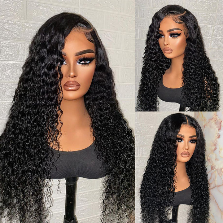 Real HD| 3c/4a Curly Wave Glueless Lace Closure Wig 250% Raw Virgin Human Hair Wig