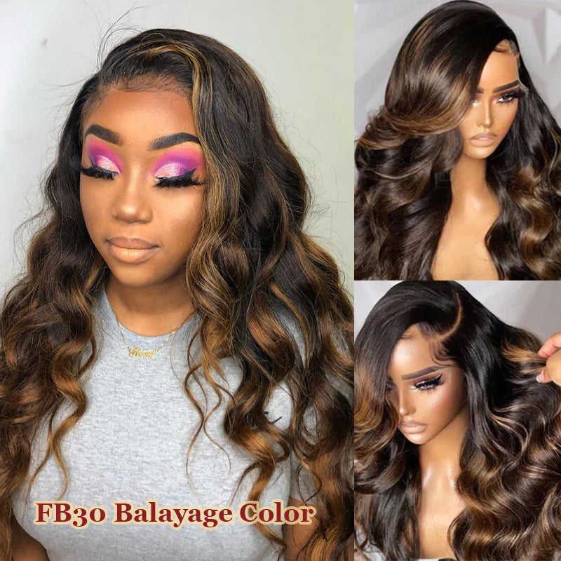 Brand New Human Hair ombré bayalage Wig w. Extras! 30 Brown/Balayage/Ombre Colored 13x6 FULL Lace Frontal Wig  main image 2