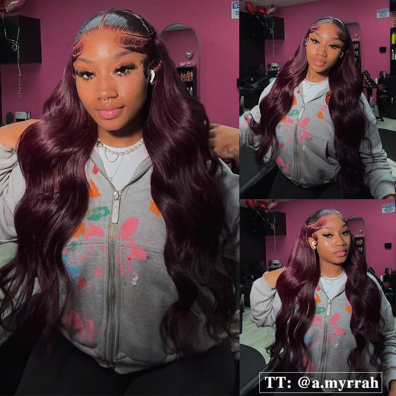 Midnight Purple 13x6 FULL Lace Frontal Wig Colored Human Hair Wigs