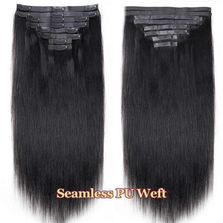 Fast Shipping | PU Seamless Silky Straight Clip In Hair Extensions  8pcs With 18 Clips