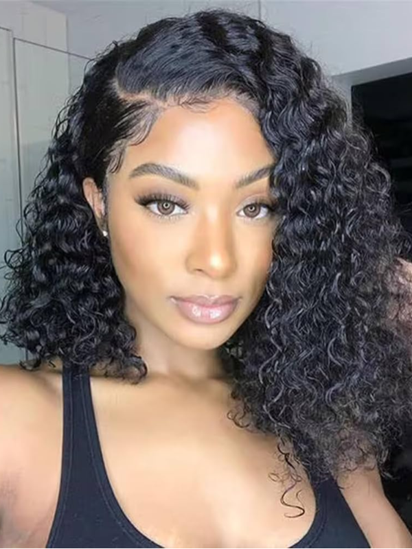 Short Curly Bob 13x4 HD Transparent Lace Front Wig 100% Virgin Human Hair