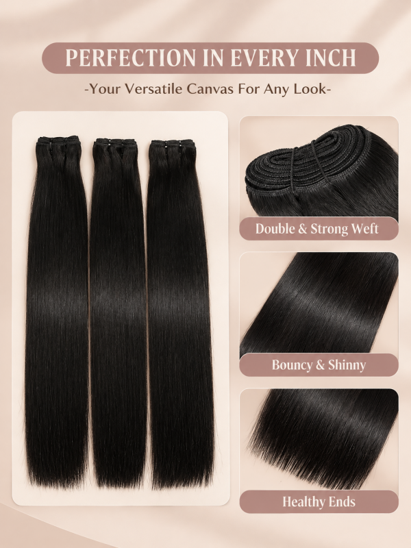 Straight Bundles 100% Virgin Human Hair Weave With 2x4 Lace Closure