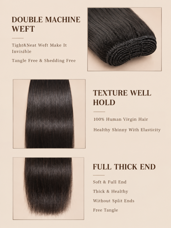 Straight Bundles 100% Virgin Human Hair Weave With 2x4 Lace Closure