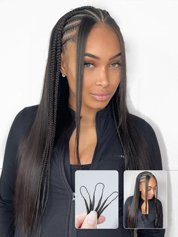 SilkyStraight/Yaki Straight Pre-Seperated Feather Crochet Human Hair Extensions Kinky Straight for Black Women, Reusable Braiding Hair