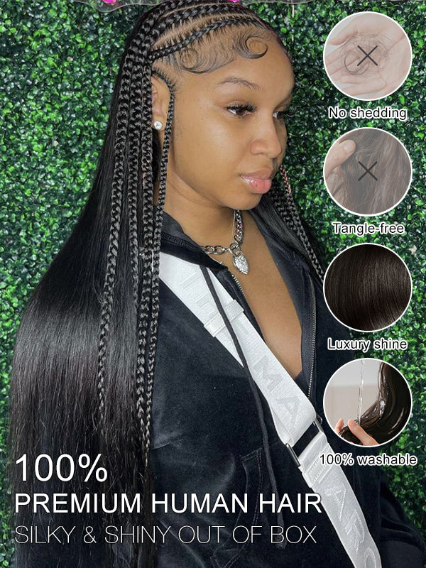 SilkyStraight/Yaki Straight Pre-Seperated Feather Crochet Human Hair Extensions Kinky Straight for Black Women, Reusable Braiding Hair