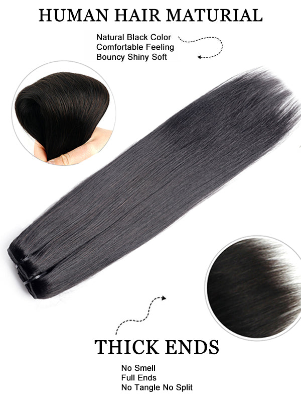 Raw Hair Clip Ins | Silky Straight PU Seamless Clip In Hair Extensions  8pcs With 18 Clips