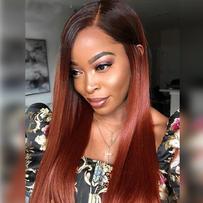 Strawberry Brunette Loose Body Wave Lace Wig Mix Reddish Brown Colored Wigs