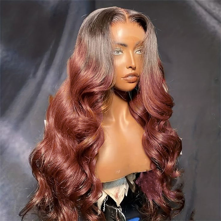 Strawberry Brunette Loose Body Wave Lace Wig Mix Reddish Brown Colored Wigs