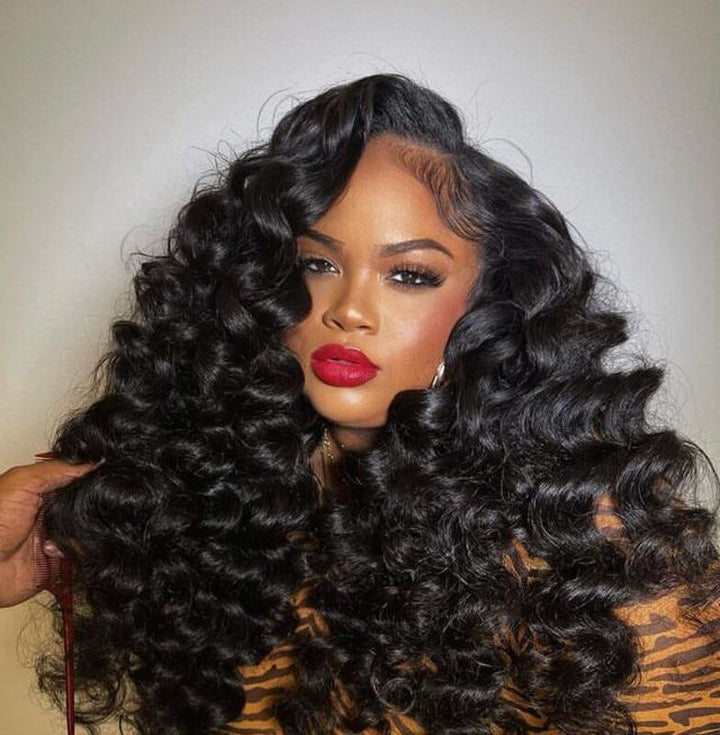 Super Double Drawn | 250% Density Raw Hair Loose Wave Wig 13x6 Lace Front Wigs Bouncy Curly Raw Virgin Hair