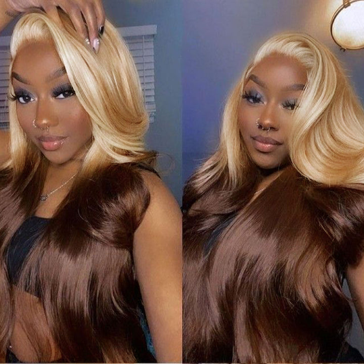 T27/4 Ombre Loose Body Wave Wig HD Transparent Pre-plucked Lace Wig Human Hair