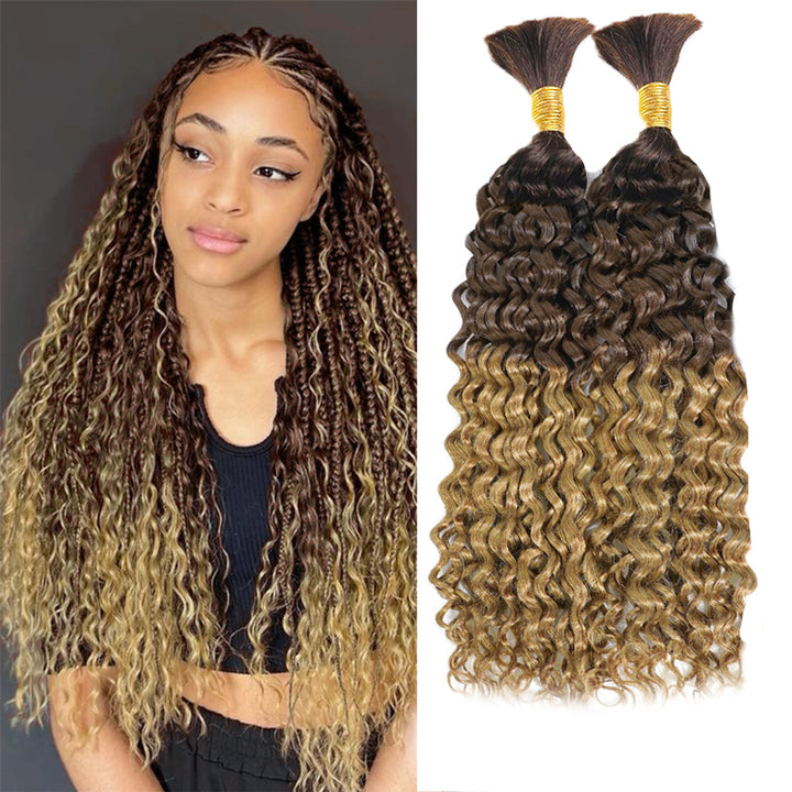 #T4/27 ombre water wave bulk human hair for braiding