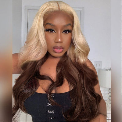 T613/4 Ombre Loose Body Wave Wig HD Transparent Pre-plucked Lace Wig Human Hair
