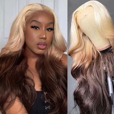 T613/4 Ombre Loose Body Wave Wig HD Transparent Pre-plucked Lace Wig Human Hair