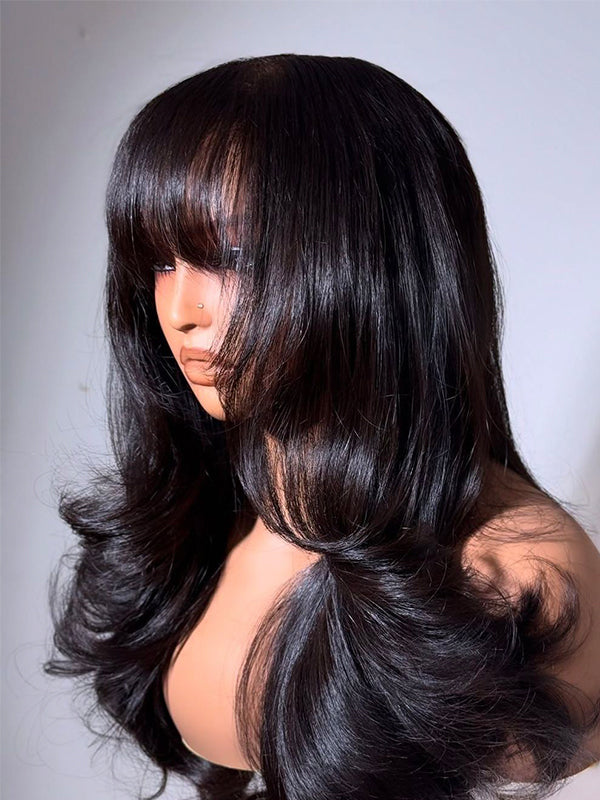 True Scalp 2x4 Realistic Yaki Body Wig 10"-26" With Bangs Minimalist Undetectable Lace Wig