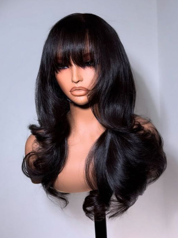 True Scalp 2x4 Realistic Yaki Body Wig 10"-26" With Bangs Minimalist Undetectable Lace Wig
