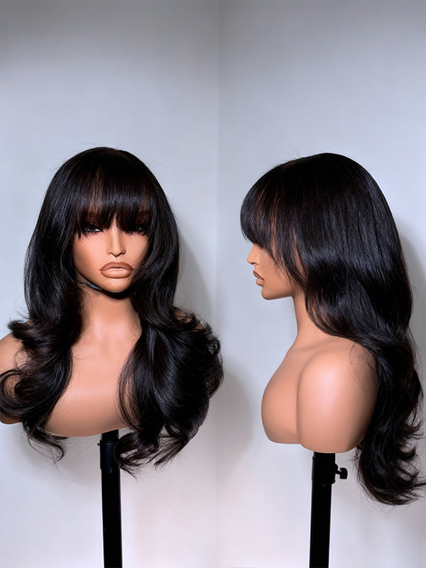 True Scalp 2x4 Realistic Yaki Body Wig 10"-26" With Bangs Minimalist Undetectable Lace Wig